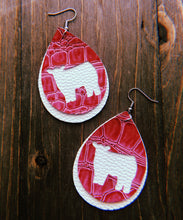 Load image into Gallery viewer, Hot Pink Textured Alligator Skin Cow Teardrop Shaped Earrings
