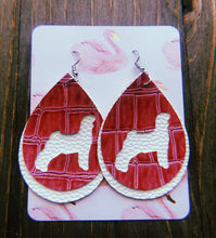 Load image into Gallery viewer, Hot Pink Textured Alligator Skin Goat Teardrop Shaped Earrings
