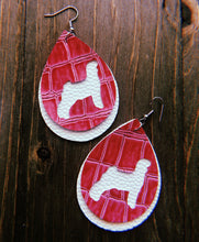 Load image into Gallery viewer, Hot Pink Textured Alligator Skin Goat Teardrop Shaped Earrings
