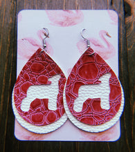 Load image into Gallery viewer, Hot Pink Textured Alligator Skin Lamb Teardrop Shaped Earrings
