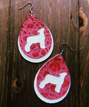 Load image into Gallery viewer, Hot Pink Textured Alligator Skin Lamb Teardrop Shaped Earrings
