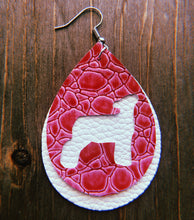 Load image into Gallery viewer, Hot Pink Textured Alligator Skin Lamb Teardrop Shaped Earrings
