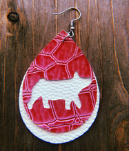 Load image into Gallery viewer, Hot Pink Textured Alligator Skin Pig Teardrop Shaped Earrings
