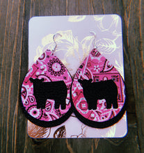 Load image into Gallery viewer, Pink Paisley Cow Teardrop Shaped Earrings
