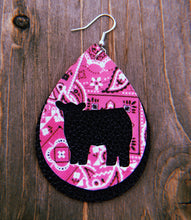 Load image into Gallery viewer, Pink Paisley Cow Teardrop Shaped Earrings
