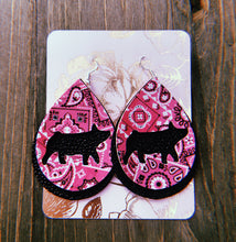 Load image into Gallery viewer, Pink Paisley Pig Teardrop Shaped Earrings
