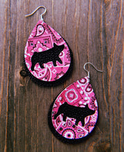 Load image into Gallery viewer, Pink Paisley Pig Teardrop Shaped Earrings
