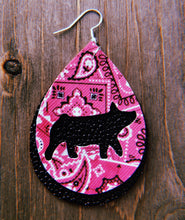 Load image into Gallery viewer, Pink Paisley Pig Teardrop Shaped Earrings
