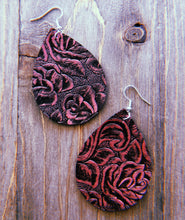 Load image into Gallery viewer, Metallic Pink Rose Textured/Stamped Earrings
