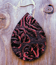 Load image into Gallery viewer, Metallic Pink Rose Textured/Stamped Earrings
