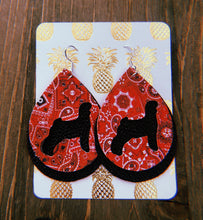 Load image into Gallery viewer, Red Paisley Goat Teardrop Shaped Earrings
