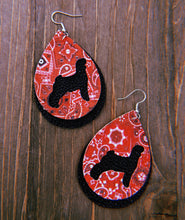 Load image into Gallery viewer, Red Paisley Goat Teardrop Shaped Earrings
