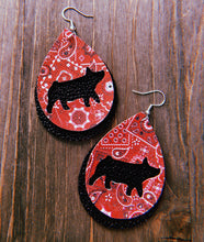 Load image into Gallery viewer, Red Paisley Pig Teardrop Shaped Earrings
