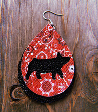 Load image into Gallery viewer, Red Paisley Pig Teardrop Shaped Earrings
