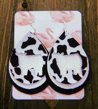 Load image into Gallery viewer, Black &amp; White Cow Print Cow Teardrop Shaped Earrings
