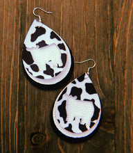 Load image into Gallery viewer, Black &amp; White Cow Print Cow Teardrop Shaped Earrings
