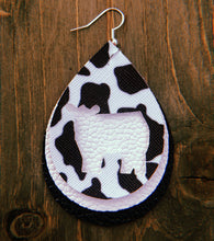 Load image into Gallery viewer, Black &amp; White Cow Print Cow Teardrop Shaped Earrings

