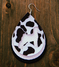 Load image into Gallery viewer, Black &amp; White Cow Print Goat Teardrop Shaped Earrings
