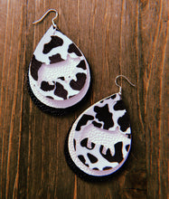 Load image into Gallery viewer, Black &amp; White Cow Print Pig Teardrop Shaped Earrings
