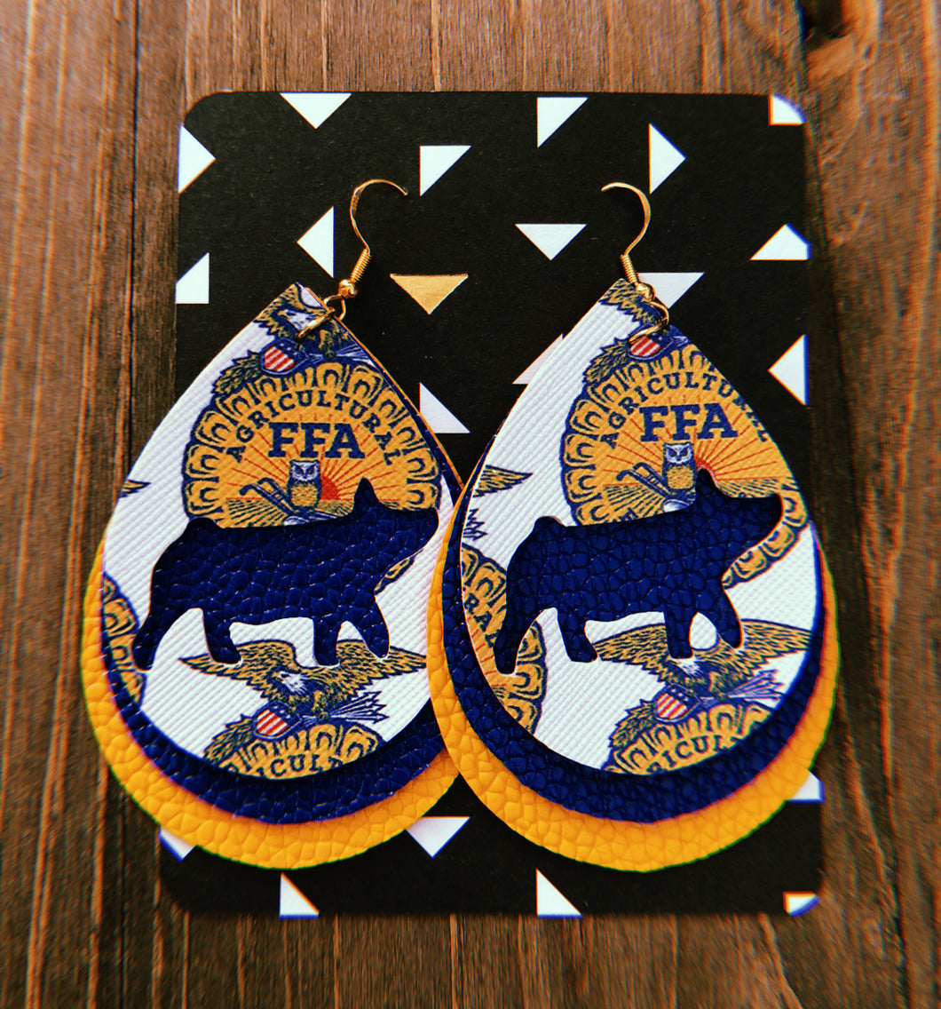 FFA Pig Teardrop Shaped Earrings