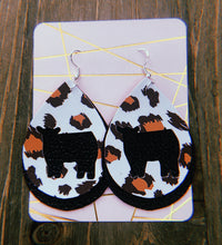 Load image into Gallery viewer, White Cheetah Print Cow Teardrop Shaped Earrings
