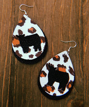 Load image into Gallery viewer, White Cheetah Print Cow Teardrop Shaped Earrings
