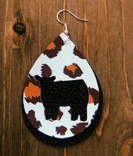 Load image into Gallery viewer, White Cheetah Print Cow Teardrop Shaped Earrings
