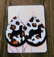 Load image into Gallery viewer, White Cheetah Print Goat Teardrop Shaped Earrings
