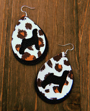 Load image into Gallery viewer, White Cheetah Print Goat Teardrop Shaped Earrings
