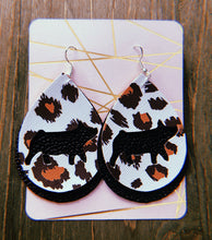 Load image into Gallery viewer, White Cheetah Print Pig Teardrop Shaped Earrings
