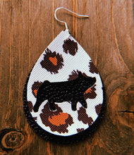 Load image into Gallery viewer, White Cheetah Print Pig Teardrop Shaped Earrings
